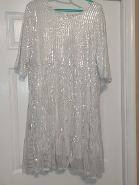Silver Sequin Party Dress - Women's